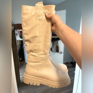 Cream Platform Chelsea Boot